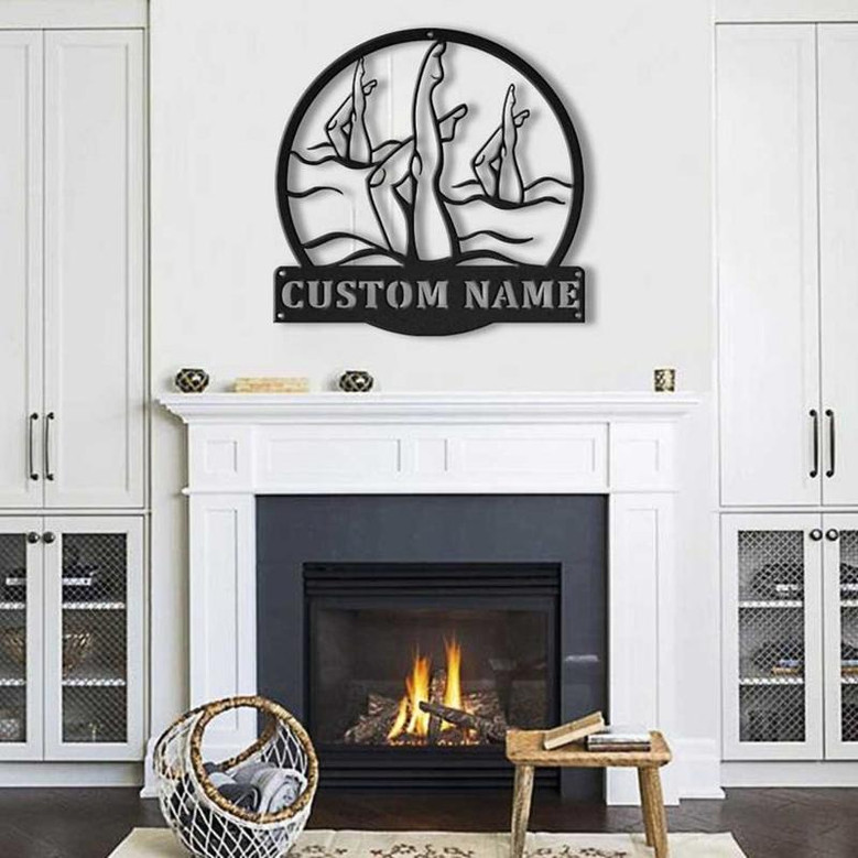 Personalized Artistic Swimming Monogram Metal Sign Art ,Custom Artistic Swimming Metal Sign, Swimming Lover Sign Decoration For Living Room