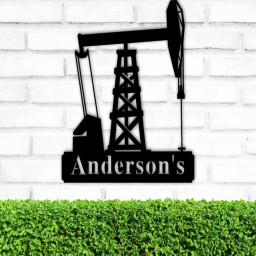 Personalized Oil Field Door Hanger. Oil Rig Metal Art, Gift for Oil Field Worker, Oil Field Sign