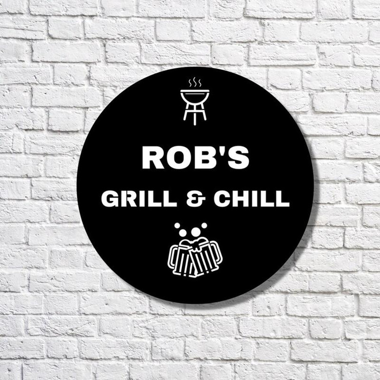 Custom Metal Grill Sign, Family BBQ Metal Sign, Personalized Man Sign, Door Hanger, Outdoor Metal Sign, Wedding Gift, Monogram Sign