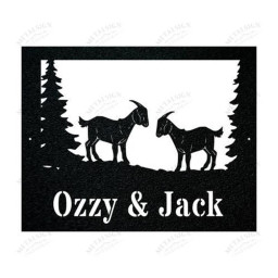 Twin Goat Farm Sign Cut Metal Sign Metal Wall Art Metal House Sign