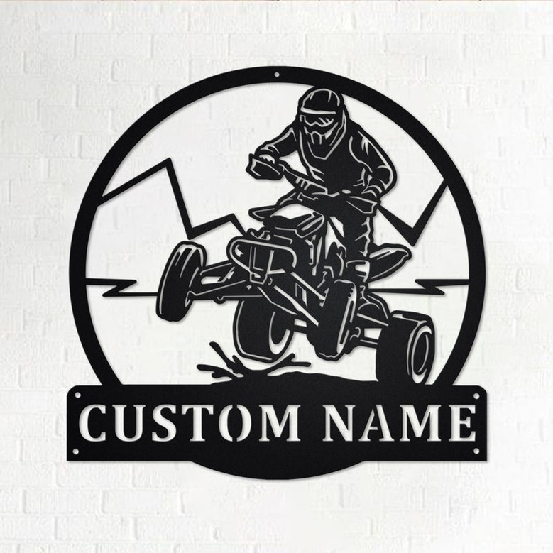 Custom ATV Rider Metal Wall Art, Personalized ATV Rider Name Sign Decoration For Room, Squad Biker Home Decor, Custom ATV Rider, Squad Biker
