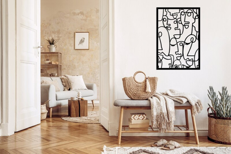 Modern Faces Metal Wall Art, Metal Cubism Faces Wall Art, Minimalist Abstract Wall Decor