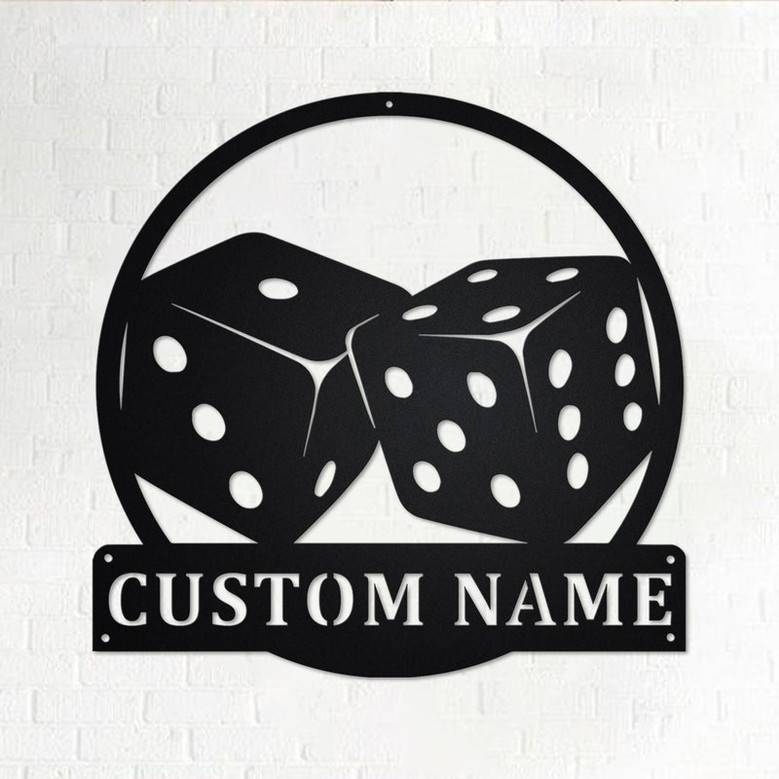 Custom Game Dice Metal Wall Art, Personalized Game Dice Name Sign Decoration For Room, Game Dice Metal Home Decor, Custom Game Dice