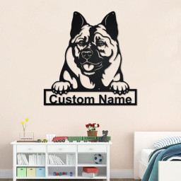 Custom Norwegian Elkhound Dog Metal Wall Art, Personalized Norwegian Elkhound Name Sign Decoration For Room, Norwegian Elkhound Home Decor