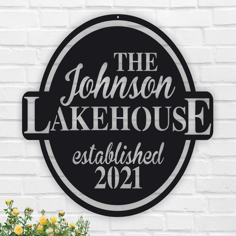 Personalized Family Lake House with Established Date Metal Sign,Lake House Sign, Lake House Sign, Metal Lake House Sign, Lakehouse decor