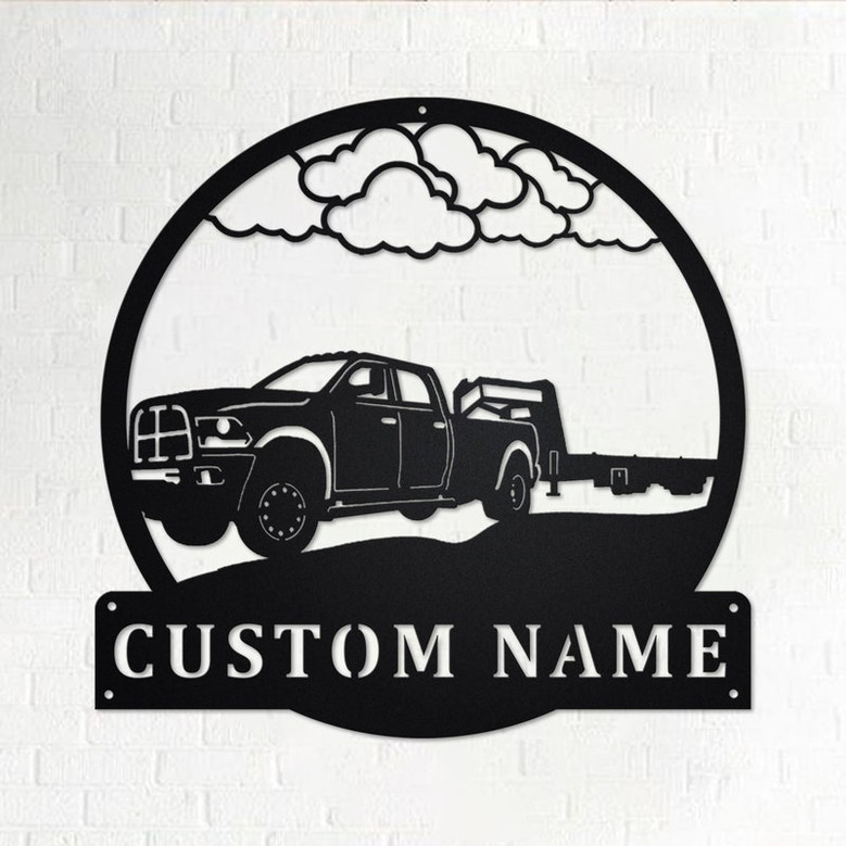 Custom D Gooseneck Truck Metal Wall Art, Personalized Truck Driver Name Sign Decoration For Room, D Gooseneck Truck Home Decor,Custom Truck