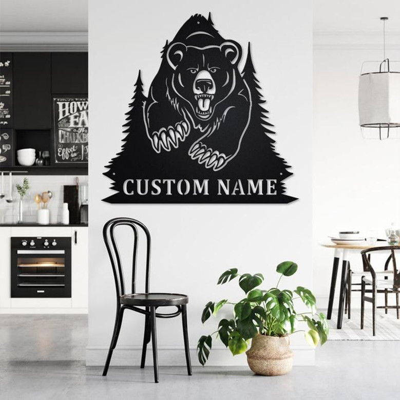 Custom Bear Metal Wall Art, Personalized Bear Name Sign Decoration For Room, Bear Home Decor, Custom Bear, Bear Lover Gift, Bear