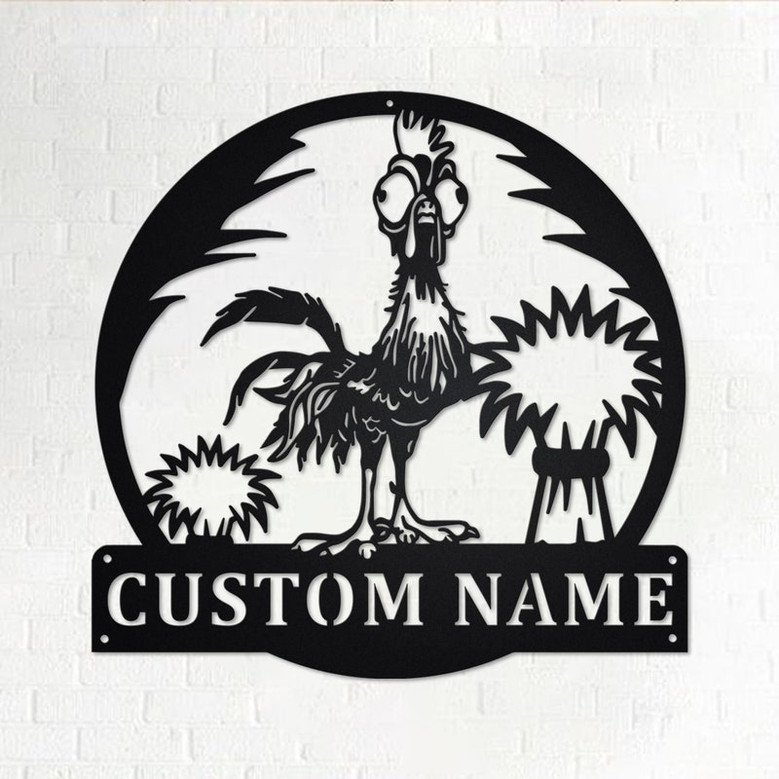 Custom Cockerel Crazy Metal Wall Art, Personalized Rooster Name Sign Decoration For Room, Rooster Home Decor, Custom Rooster