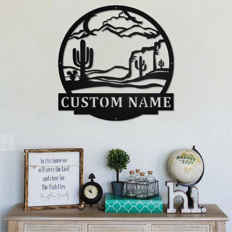 Custom Cactus Metal Sign, Personalized Cactus Name Sign Decoration For Room, Cactus Home Decor, Custom Cactus Metal Wall Art, Cactus Lover