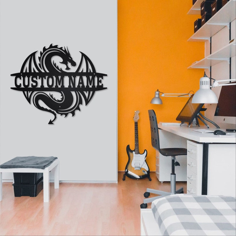 Personalized Dragon Metal Sign | Dragon Metal Wall Art | Office Wall Art | Housewarming Outdoor Metal Sign | Gifts Dragon Lover |