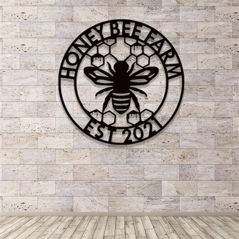 Custom Bee Metal Sign,Honey Bee Metal Wall Art,Personalized Beekeeper Name Sign,Bee Farm Decor,Bee Keeper's Gift