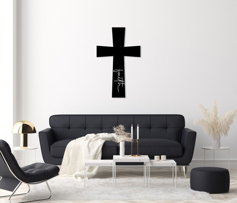 Metal Cross Wall Sign, Faith Cross Metal Wall Art, Christian Wall Art, Jesus Decorative Sign