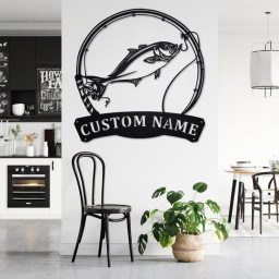 Custom Amberjack Fish Metal Wall Art,Personalized Amberjack Fish Name Sign Decoration For Room, Amberjack Fish Metal Home Decor, Custom Fish