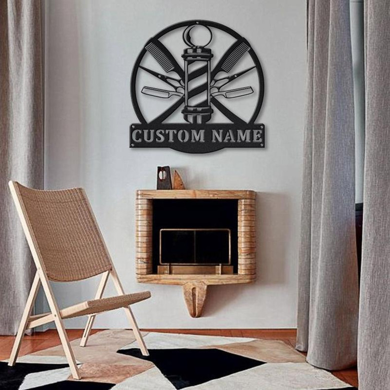 Personalized Barber Hair Stylist Metal Sign Art | Custom Hair Stylist Monogram Metal Sign | Hair Stylist Gifts | Job Gift | Hair Salon Gift