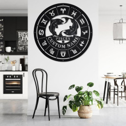 Custom Pisces Zodiac Metal Wall Art, Personalized Pisces Zodiac Name Sign Decoration For Room, Horoscope Home Decor, Custom Pisces Zodiac