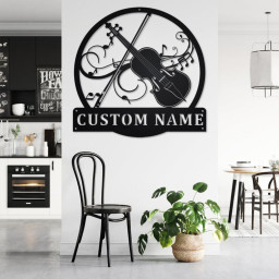 Custom Violin Musical Instrument Metal Wall Art, Personalized Violin Teacher Name Sign Decoration For Room, Violin Home Decor, Custom Violin