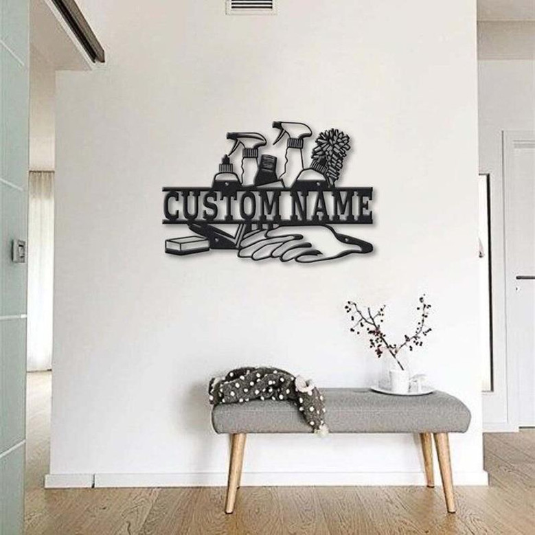 Personalized Cleaning Service Metal Sign Art | Custom Cleaning Service Monogram Metal Sign | Cleaning Gifts
