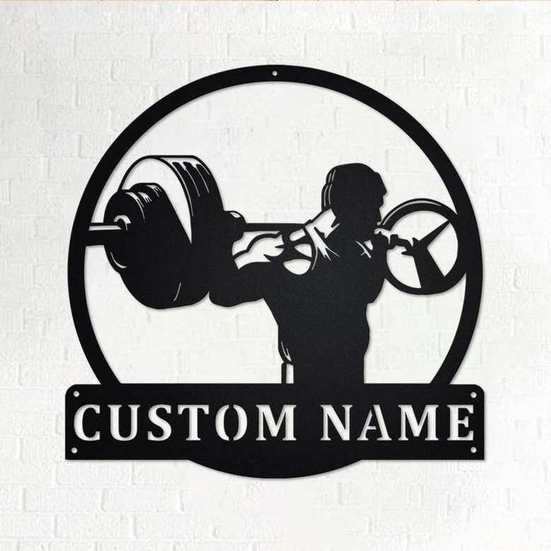 Custom Powerlifting Man Metal Wall Art, Personalized Powerlifting Name Sign Decoration For Room, Powerlifting Metal Home Decor, Powerlifting