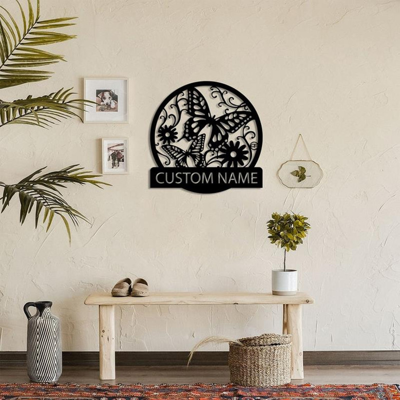Butterfly Wall Sign, Personalized Metal Sign, Interior Wall Sign, Outdoor Wall Sign, Custom Wall Sign, Family Name Sign, Entryway Wall Sign