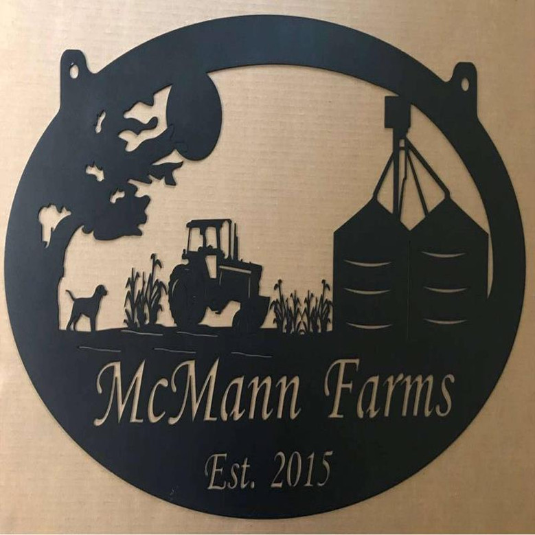 Farm Sign Grain Bin Sign 3ft Farm Sign Grain Bin Tractor Corn Stalks Metal Wall Art Metal House Sign