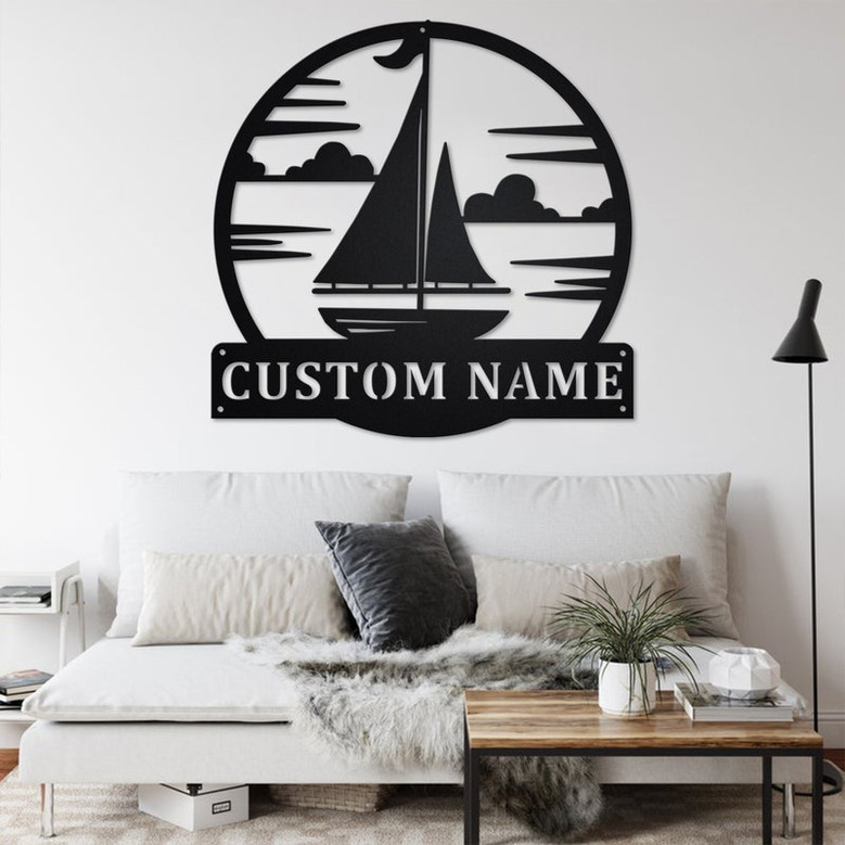 Custom Sailboat Metal Wall Art, Personalized Sailboat Name Sign Decoration For Room, Sailboat Home Decor, Custom Sailboat, Sailboat Lover
