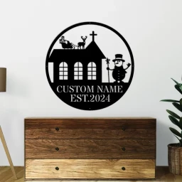 Christmas Snowman Metal Sign