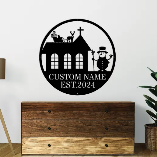 Christmas Snowman Metal Sign