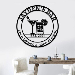 Custom Bar Sign Whisky Cocktail Drink Personalized Metal Wall Art Whiskey Sign Metal Family Name Sign with Margarita Lover Gift
