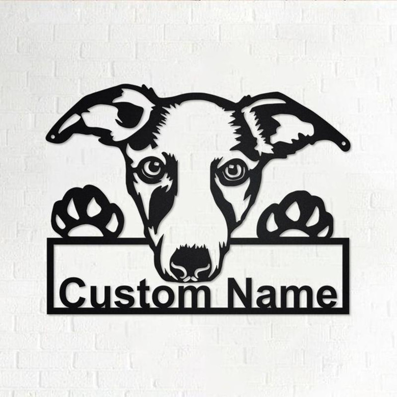 Custom Whippet Dog Metal Wall Art, Personalized Whippet Name Sign Decoration For Room, Whippet Home Decor, Custom Dog, Custom Whippet Dog