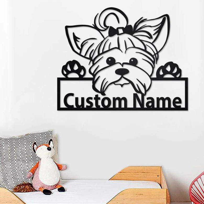 Custom Yorkie Dog Metal Wall Art, Personalized Yorkie Dog Name Sign Decoration For Room, Yorkie Dog Home Decor, Custom Dog, Yorkie Dog