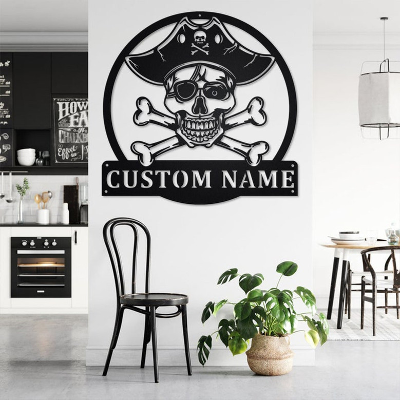 Custom Pirate Sea Gangster Metal Wall Art, Personalized Pirate Sea Name Sign Decoration For Room, Pirate Sea Metal Home Decor, Custom Pirate