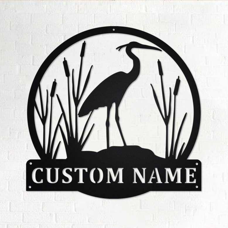 Custom Crane Bird Metal Wall Art, Personalized Crane Name Sign Decoration For Room, Crane Home Decor, Custom Crane, Crane Animal Lover