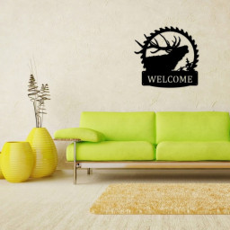 Deer Sawblade Metal Sign - monogram, hunting monogram, metal sign, last name sign, hunting, outdoorsman