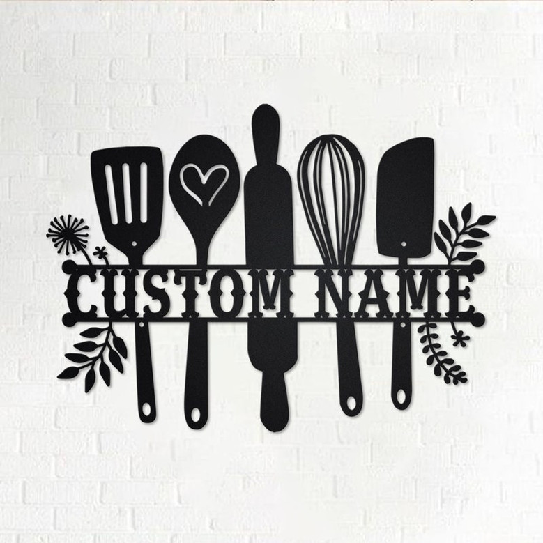 Custom Kitchen Split Frame Metal Wall Art, Personalized Kitchen Name Sign Decoration For Room, Kitchen Metal Home Decor, Custom Kitchen