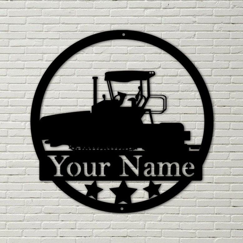 Tracked Asphalt Paver, Heavy Equipment, metal sign, custom text metal, custom name sign grader metal sign, grading metal sign