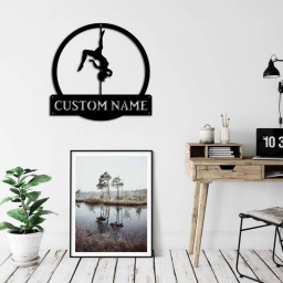Personalized Pole Dance Monogram Metal Sign Art, Pole Dance Decor Decoration Pole Dance Metal Sign, Housewarming Outdoor Metal