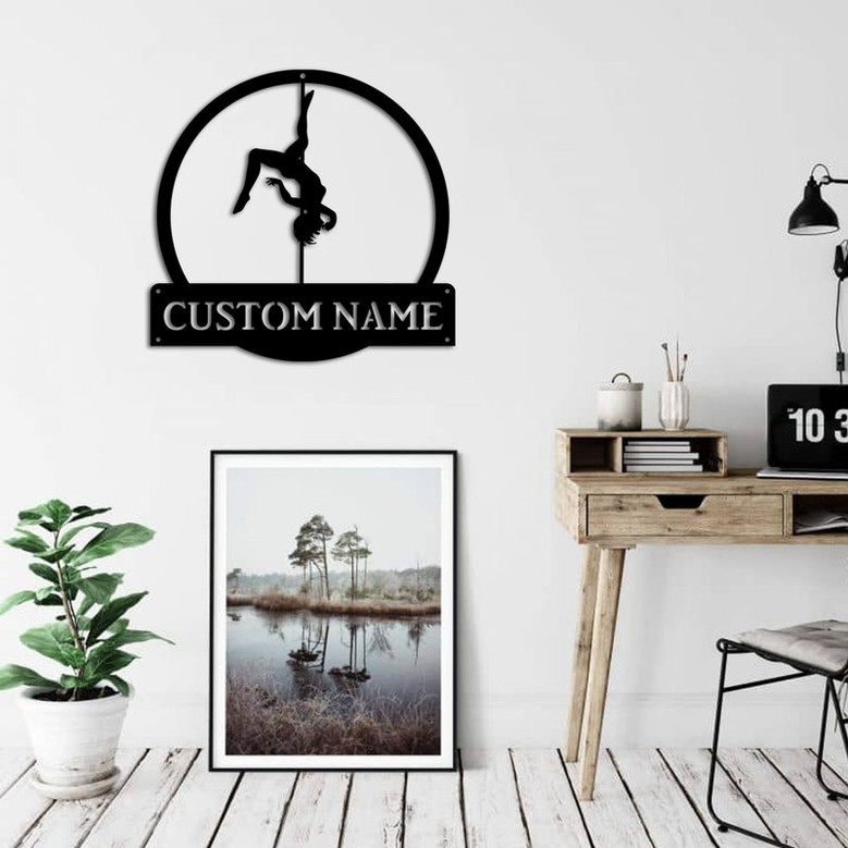 Personalized Pole Dance Monogram Metal Sign Art, Pole Dance Decor Decoration Pole Dance Metal Sign, Housewarming Outdoor Metal