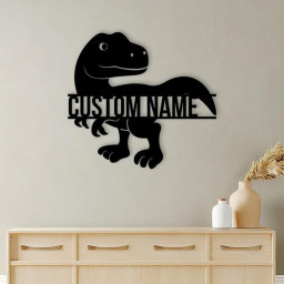 Personalized T-Rex Dinosaur Metal Sign, Funny Dino Skeleton, Kid Room Decor