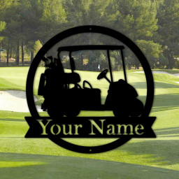 Golf Cart Custom Monogram Metal Sign, Wall Art Decor, Personalized Metal Sign, Personalized Name, Metal Name Sign, Kids Sign, Sports, PGA