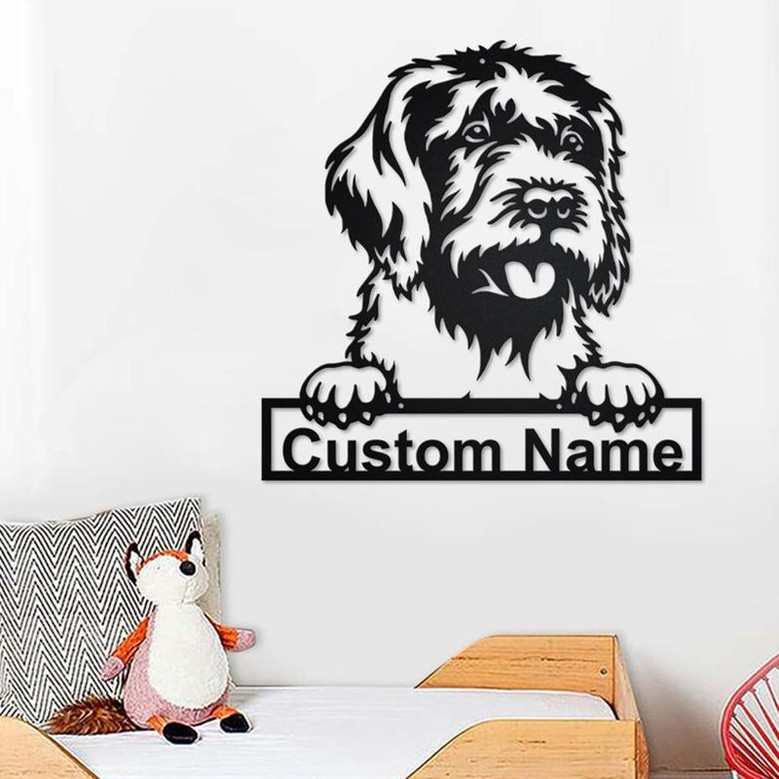 Custom Wirehaired Pointing Griffon Dog Metal Wall Art, Personalized Wirehaired Pointing Griffon Name Sign Decoration For Room,Dog Home Decor