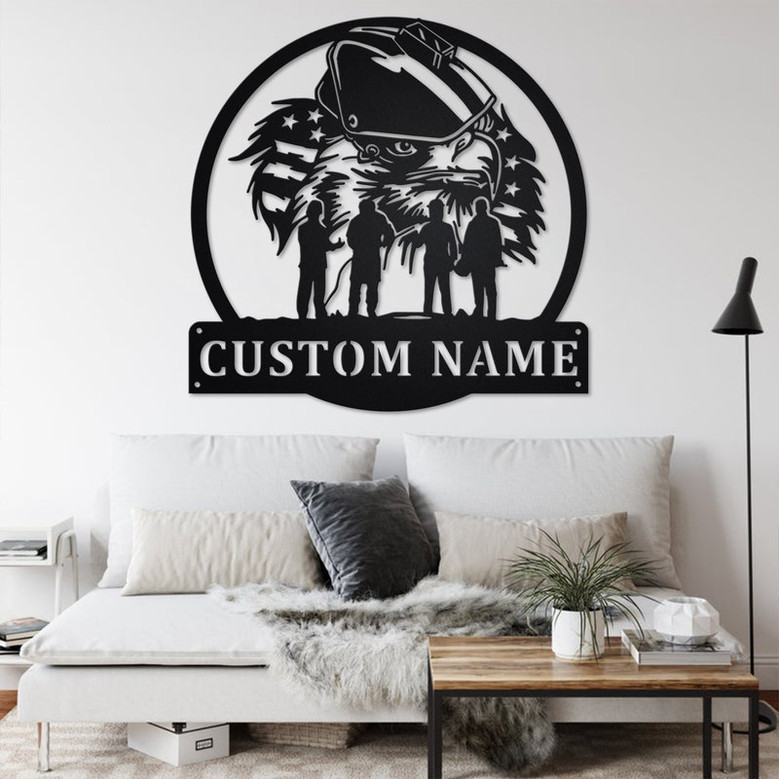 Custom US Eagle Welder Squad Metal Wall Art, Personalized Welder Name Sign Decoration For Room, Welder Squad Metal Home Decor, Custom Welder