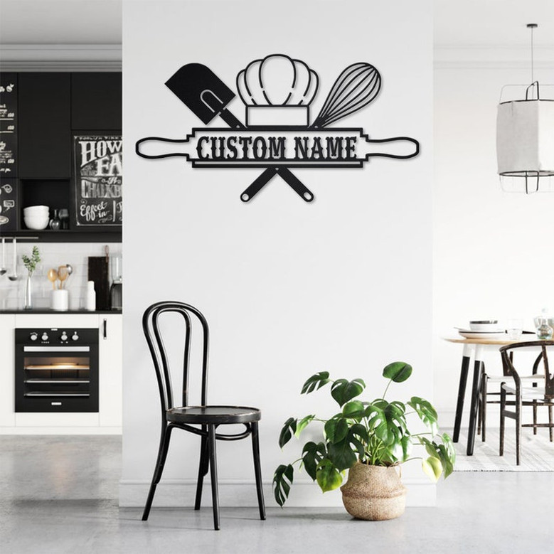 Custom Baking Metal Wall Art, Personalized Baker Name Sign Decoration For Room, Baking Home Decor, Custom Baking, Custom Baker Shop Name