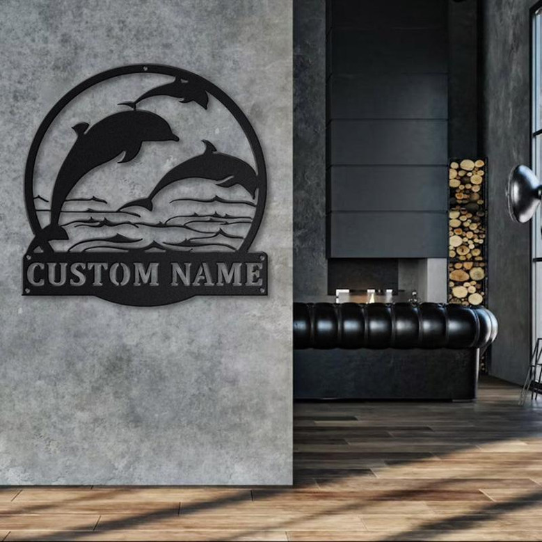 Personalized Three Dolphin Metal Sign Art | Custom Dolphin Metal Sign | Beach Funny Gift | Decor Decoration | Birthday Gift