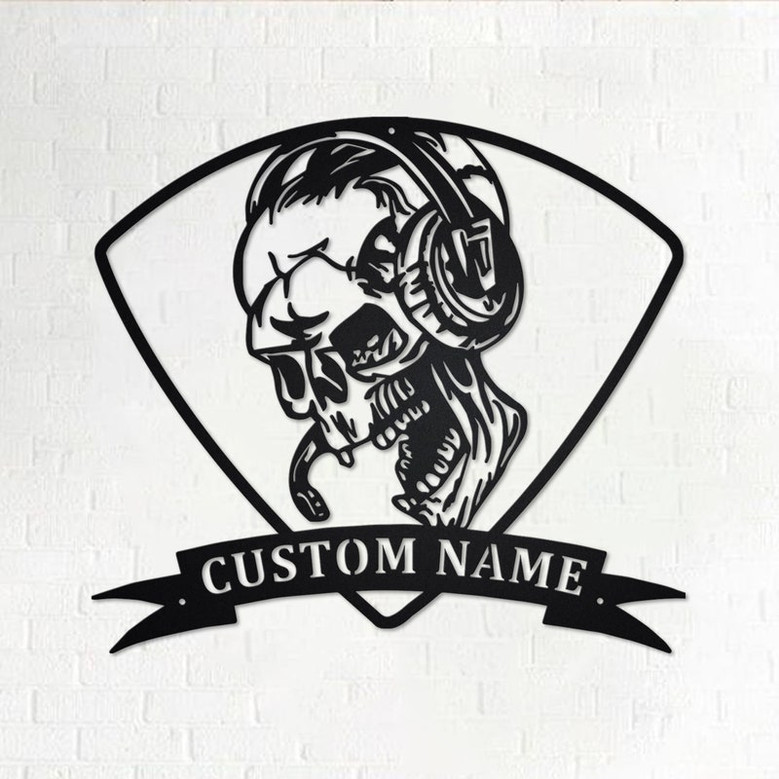 Custom Skull Disc Jockey Metal Wall Art, Personalized Disc Jockey Name Sign Decoration For Room, Disc Jockey Home Decor, Custom Disc Jockey