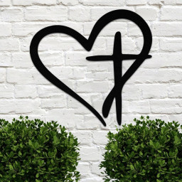 Heart Cross Metal sign metal cross wall art for couples Heart Eternal Love Metal Wall decor wedding gift Romantic Garden metal sign