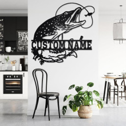 Custom Pike Fish Metal Wall Art, Personalized Pike Fish Name Sign Decoration For Room, Pike Fish Home Decor, Custom Pike Fishing, Pike Fish