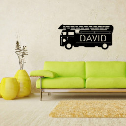Fire Engine Ladder Truck Metal sign, Fireman, metal sign, wall decor, personalized sign, fireman, fire engine, ladder truck, fire station