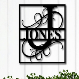 Metal Last Name Family Sign, Personalized Metal Name Sign, Split Monogram Metal Sign, Metal Signs for Outdoor, Metal Signs Personalized Name