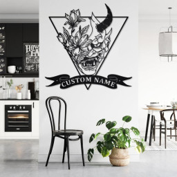 Custom Flowers Demon Devil Metal Wall Art, Personalized Demon Devil Name Sign Decoration For Room, Demon Devil Home Decor,Custom Demon Devil