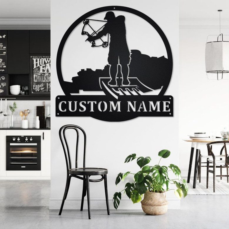 Custom Bowfishing Metal Wall Art, Personalized Bowfishing Name Sign Decoration For Room, Bowfishing Metal Home Decor, Custom Bowfishing